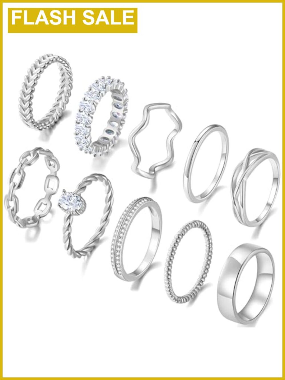 14K Gold Plated Stackable Rings Set of 10 Dainty Wedding Bands Eternity Thin